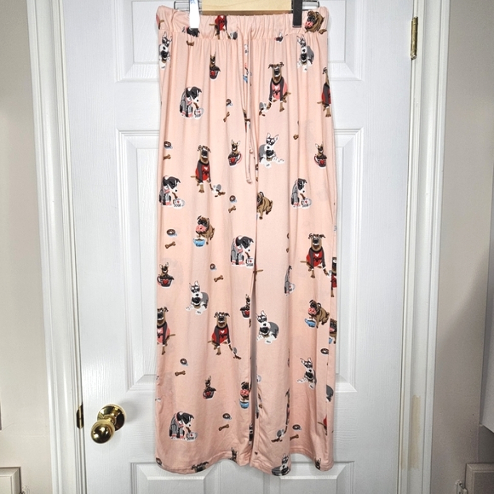 Dog Graphics Women's Peach Lounge Pants Lightweight Wide Leg Size M